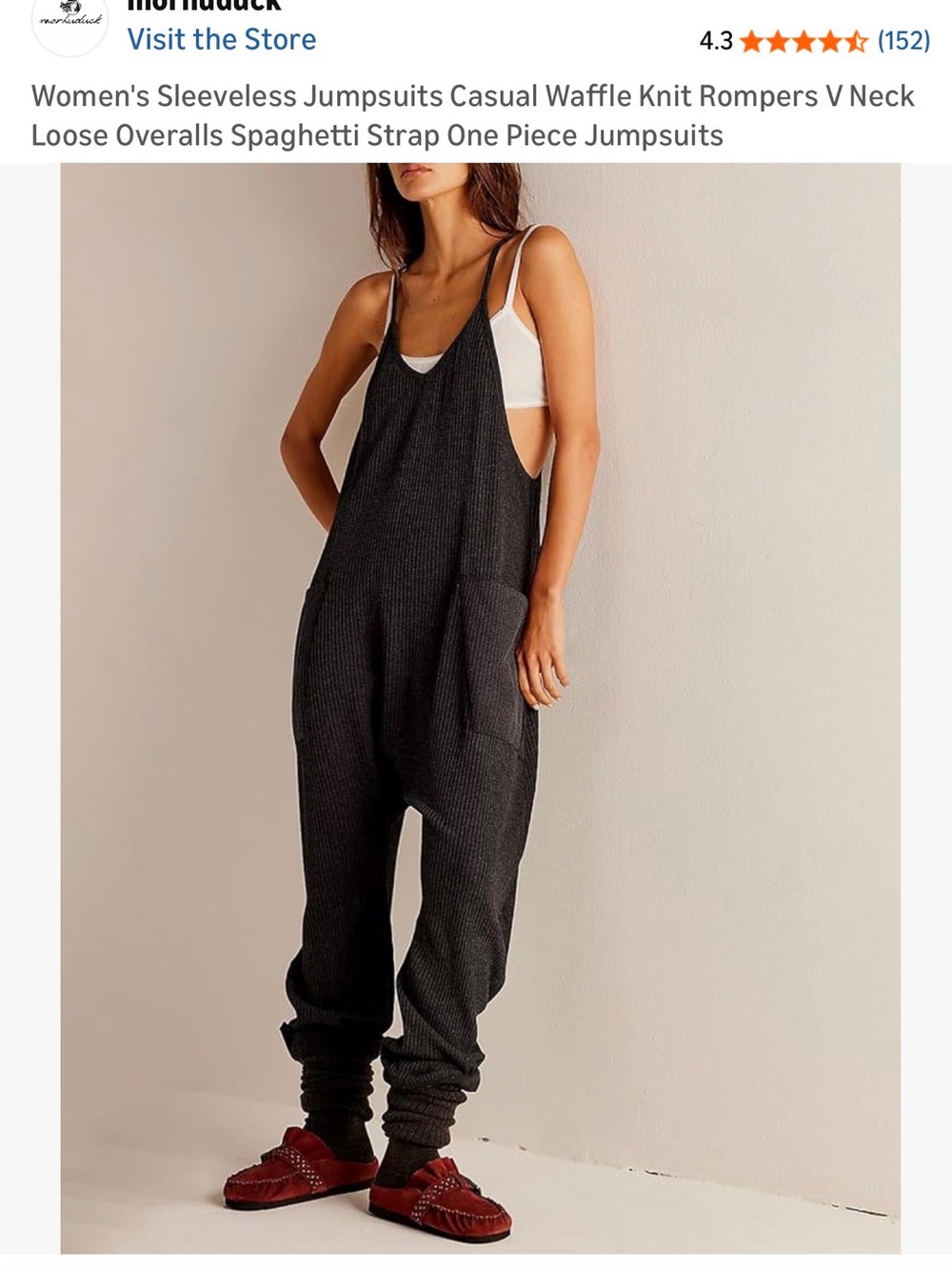 Sleeveless Waffle Knit Black Jumpsuit Romper with Front Pockets